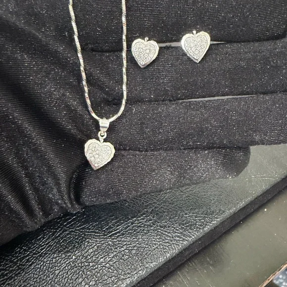 Heart pendant set with chain in sterling silver - Picture 3 of 4